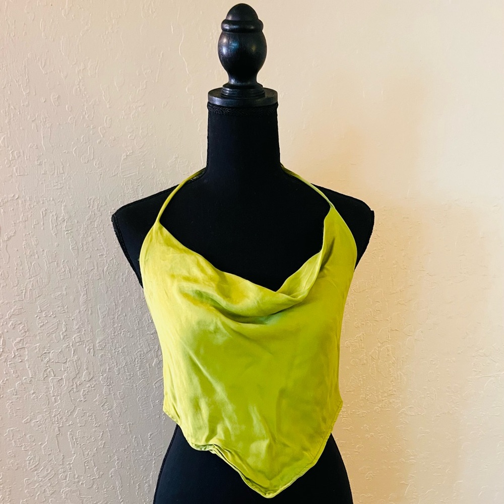 Wild Fable Neon Green Cowl‎ Neck Crop Top